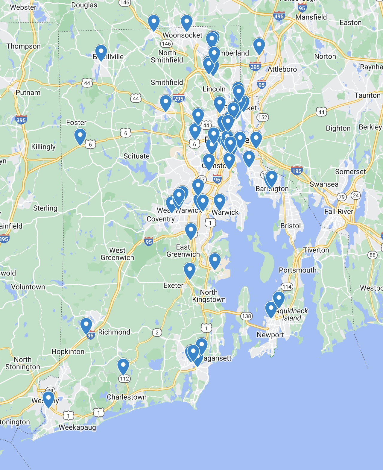 map of RORRI sites